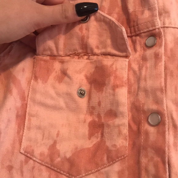 pink crop top jean jacket - Picture 2 of 4